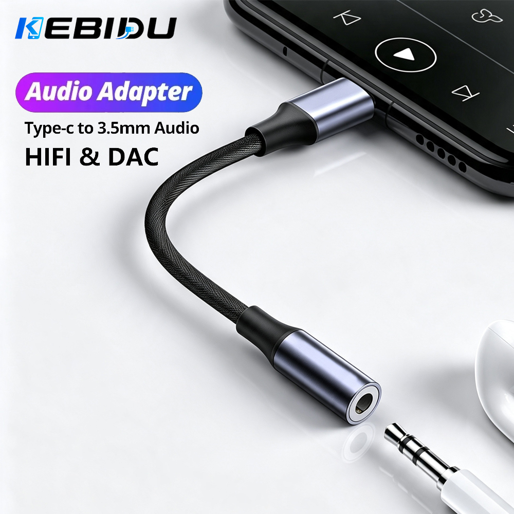 Audiophile Headphone Wired - KEBIDU 타입 C-3.5mm 오디오 어댑터 유선