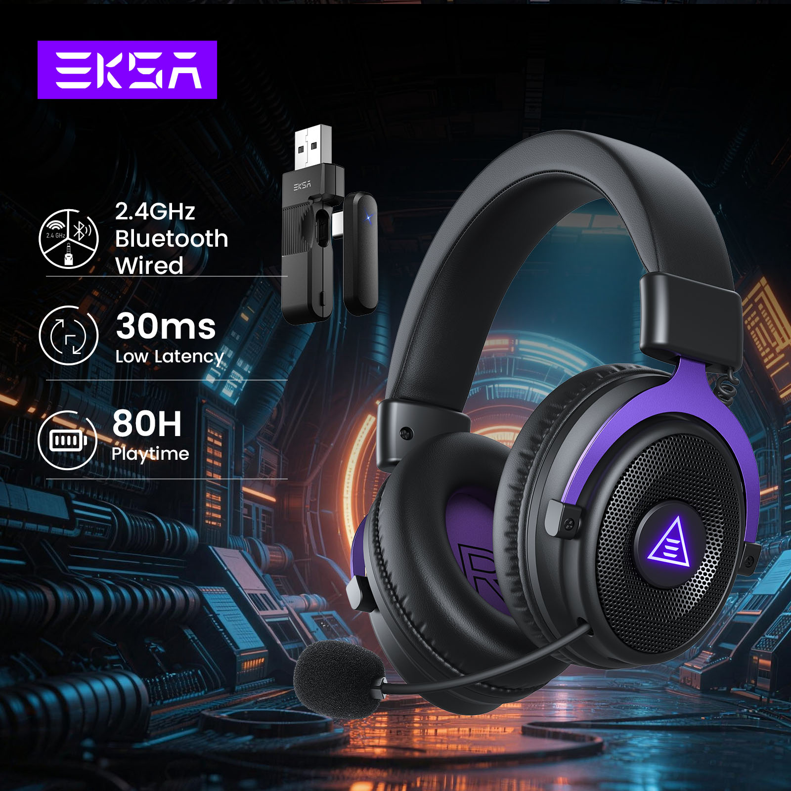 Gaming Headset Rgb - EKSA E900 WT 무선 게이밍 헤드셋