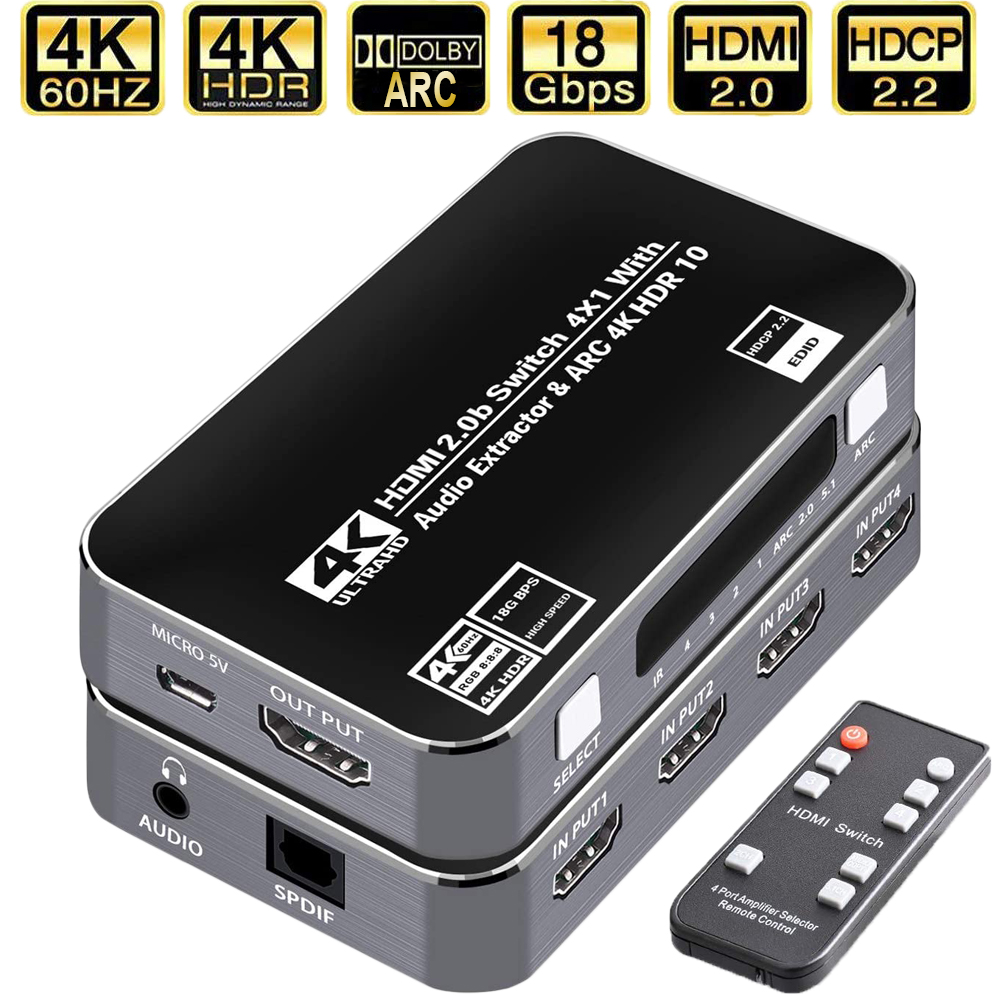 60Hz 4K HDMI 스위치 HDR HDMI ARC  - Earphone Splitter Jack 리뷰 및 가격